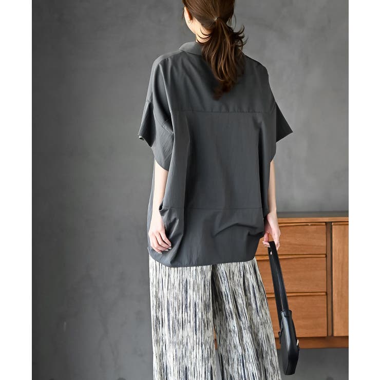 シワ加工スキッパーシャツ | rps | 詳細画像4 