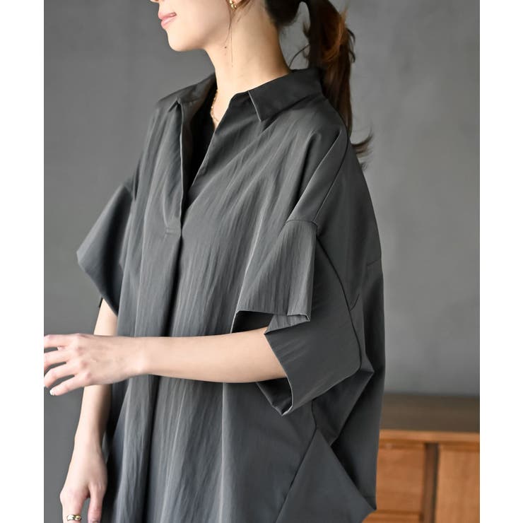 シワ加工スキッパーシャツ | rps | 詳細画像8 