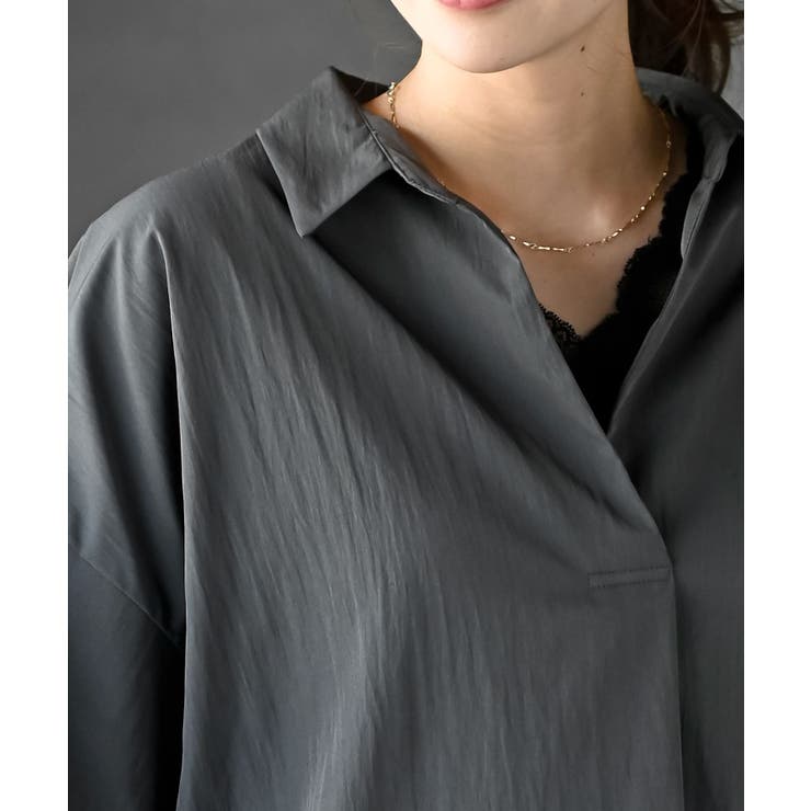 シワ加工スキッパーシャツ | rps | 詳細画像9 