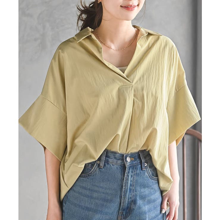 イエロー | シワ加工スキッパーシャツ | rps