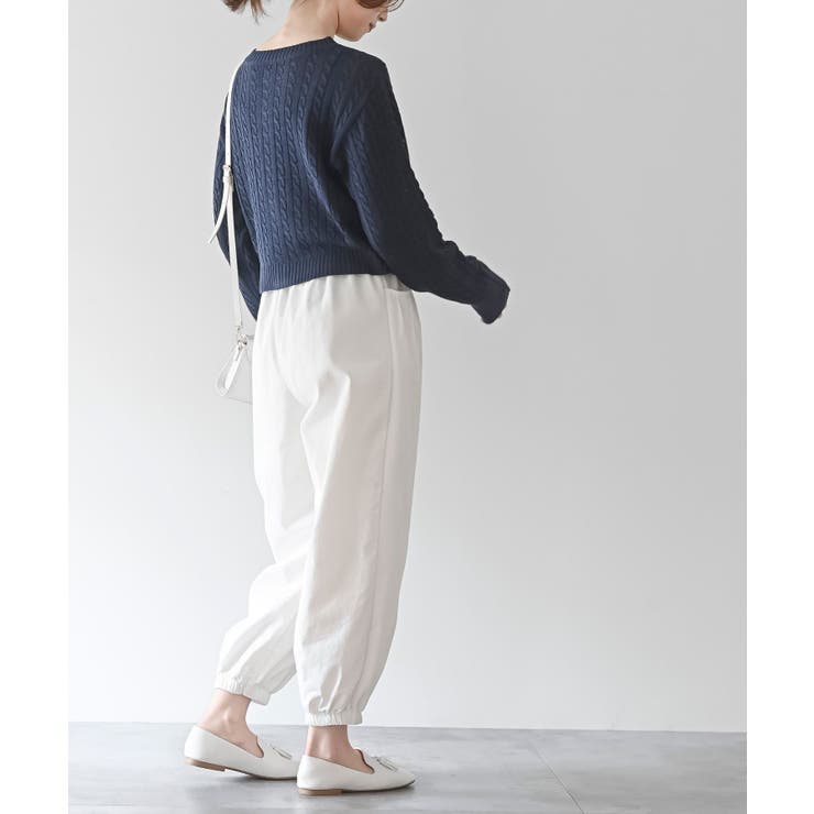 リボン刺繍ケーブル編み長袖クルーネックニットカーディガン | rps | 詳細画像22 