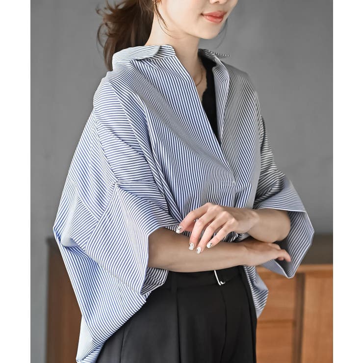 ネイビー | ストライプドルマンスキッパーシャツ | rps