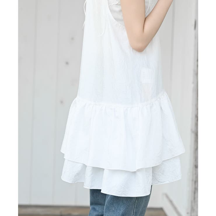 シワ加工サテン裾フリルキャミチュニック | rps | 詳細画像17 