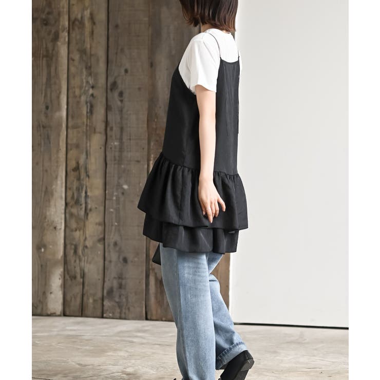 シワ加工サテン裾フリルキャミチュニック | rps | 詳細画像5 