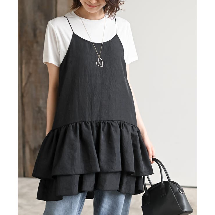 シワ加工サテン裾フリルキャミチュニック | rps | 詳細画像6 