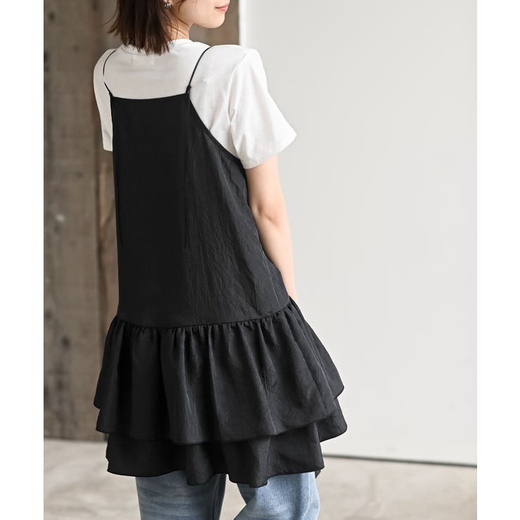 シワ加工サテン裾フリルキャミチュニック | rps | 詳細画像8 