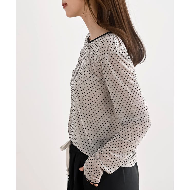 フロッキードットチュールクルーネッククプルオーバー | rps | 詳細画像17 