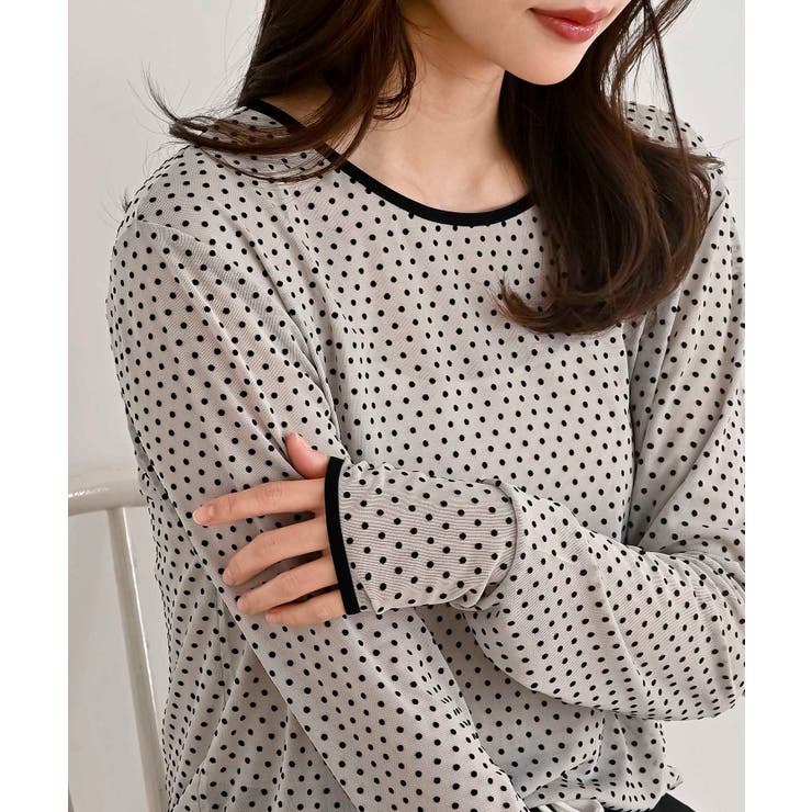 フロッキードットチュールクルーネッククプルオーバー | rps | 詳細画像18 