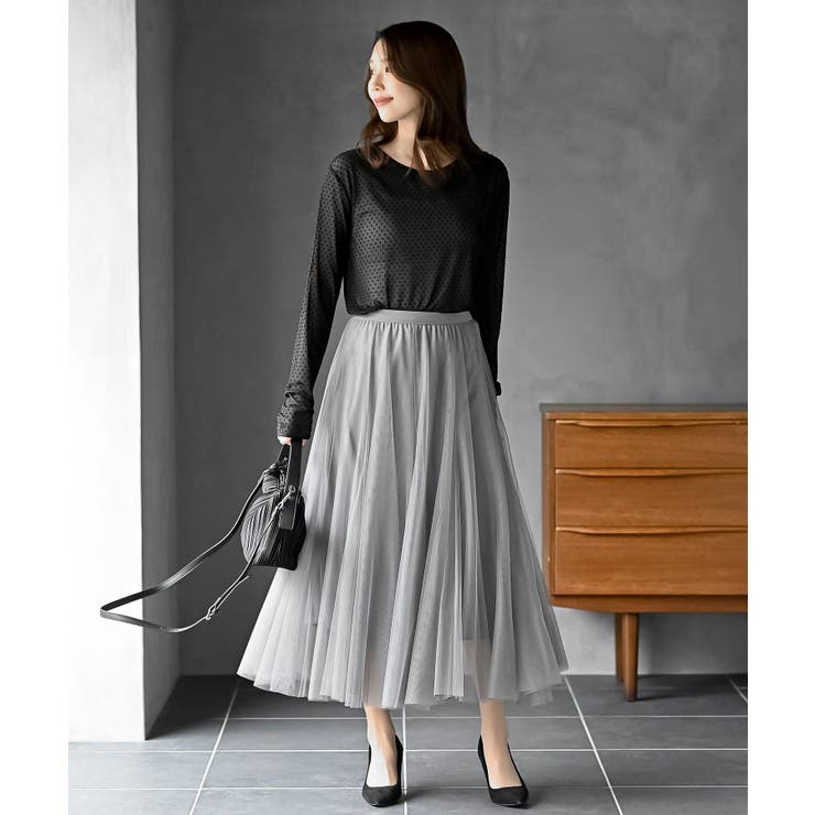 フロッキードットチュールクルーネッククプルオーバー | rps | 詳細画像27 