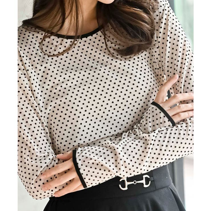 フロッキードットチュールクルーネッククプルオーバー | rps | 詳細画像6 