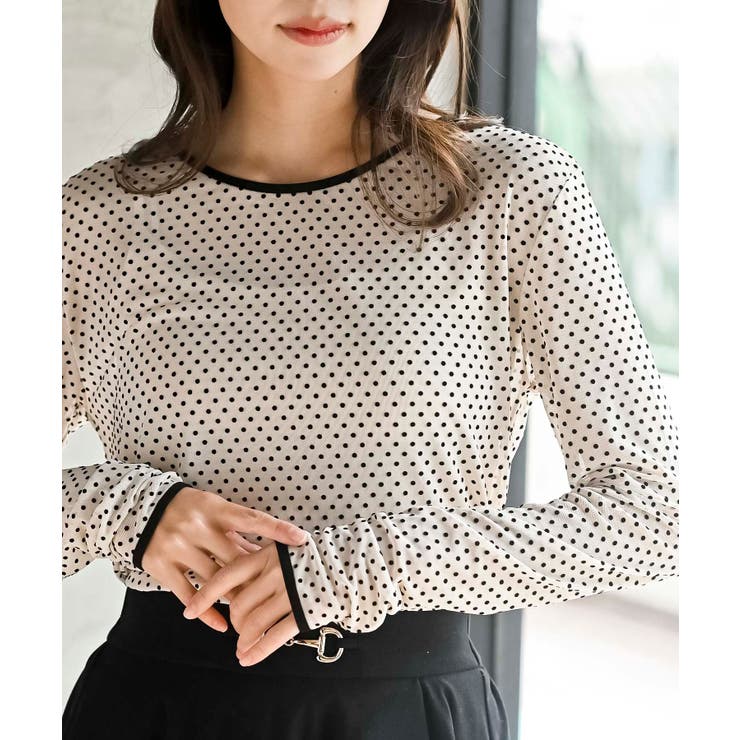 アイボリー | フロッキードットチュールクルーネッククプルオーバー | rps