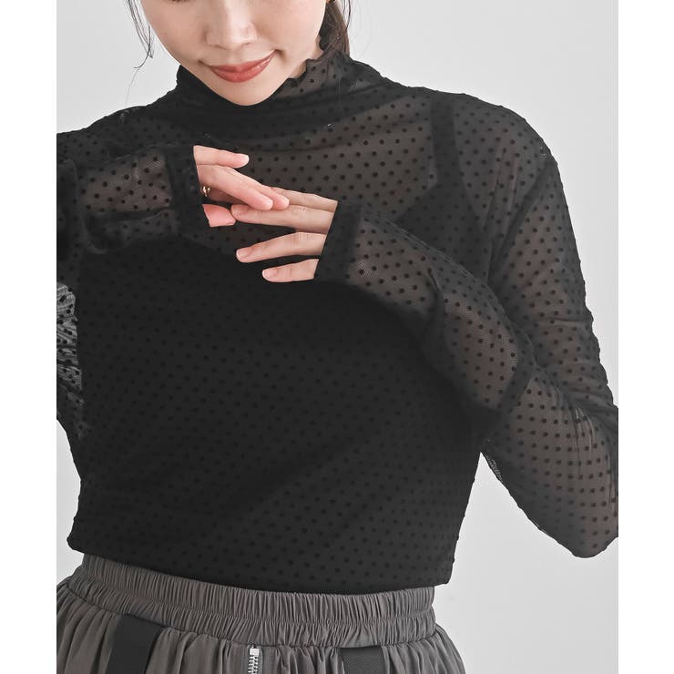 フロッキードットチュールハイネックプルオーバー | rps | 詳細画像14 