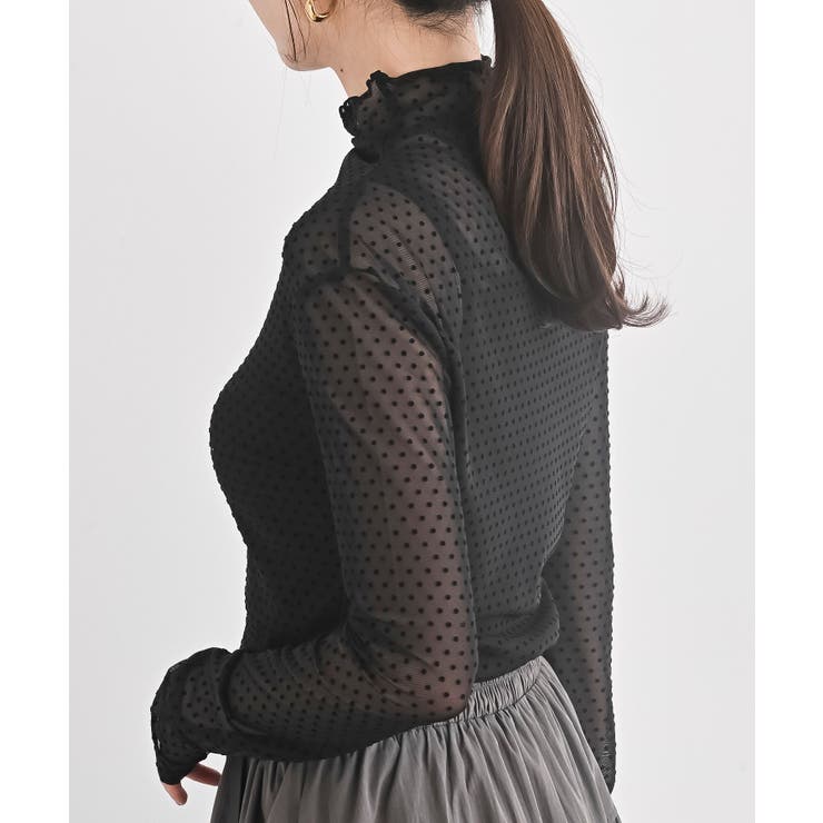 フロッキードットチュールハイネックプルオーバー | rps | 詳細画像17 