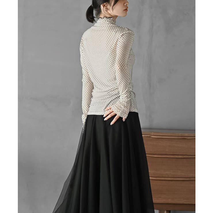 フロッキードットチュールハイネックプルオーバー | rps | 詳細画像23 