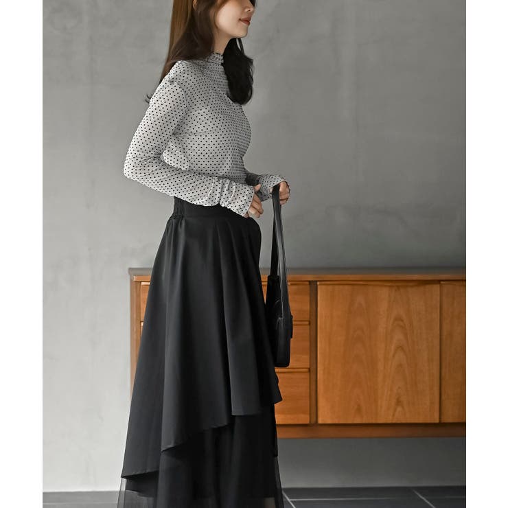 フロッキードットチュールハイネックプルオーバー | rps | 詳細画像3 