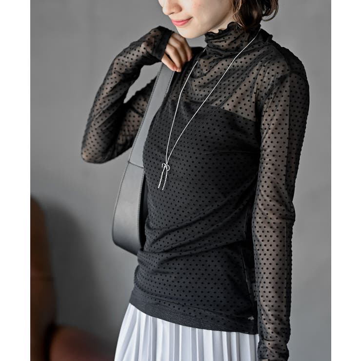 チュールフロッキーパフスリーブプルオーバー ピンキーアンドダイアン PINKY & DIANNE ◇チュールフロッキー