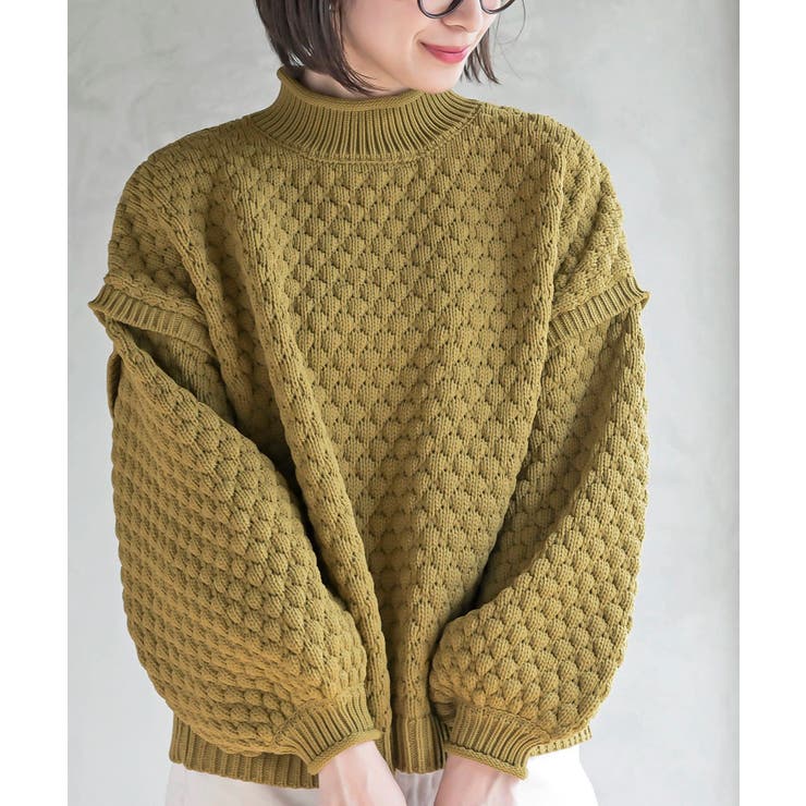 マスタード | スケールあみハイネックニットプルオーバー | rps