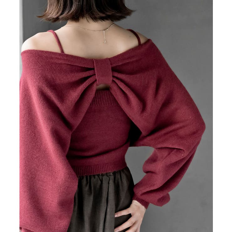 リボンデザインニットカーデ＋キャミアンサンブル | rps | 詳細画像25 