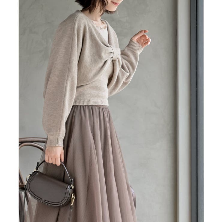 リボンデザインニットカーデ＋キャミアンサンブル | rps | 詳細画像3 