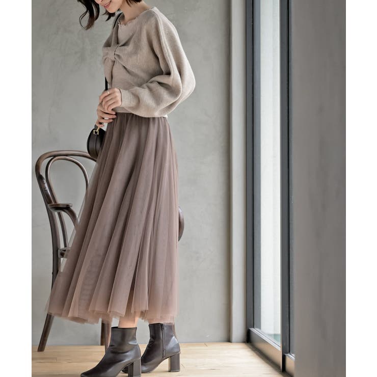 リボンデザインニットカーデ＋キャミアンサンブル | rps | 詳細画像5 