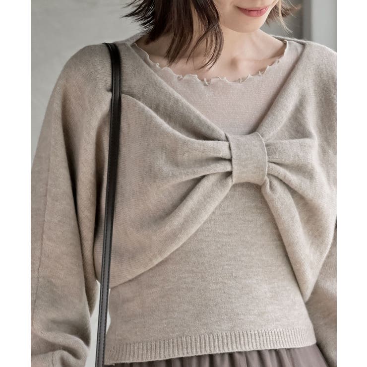 リボンデザインニットカーデ＋キャミアンサンブル | rps | 詳細画像6 