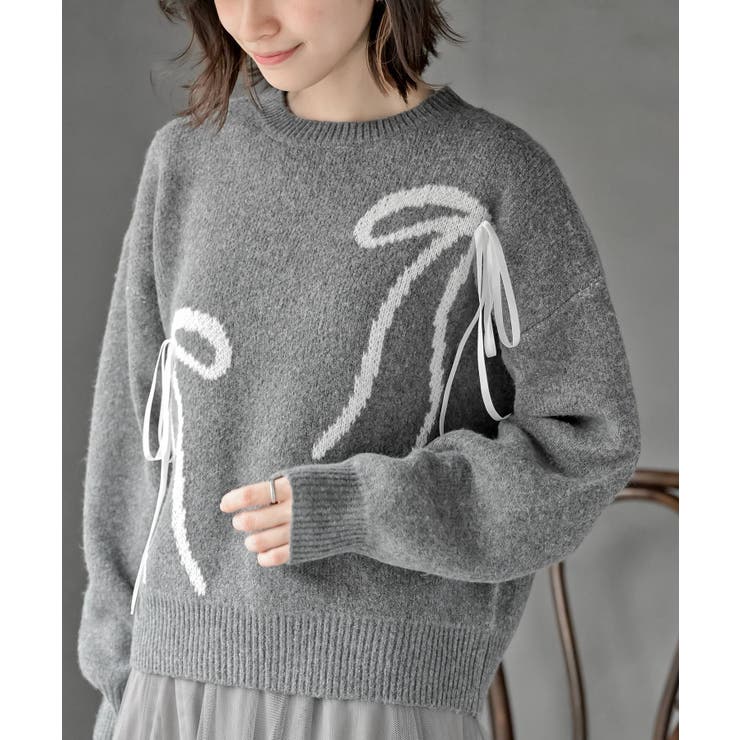 杢チャコール | リボンニットプルオーバー | rps