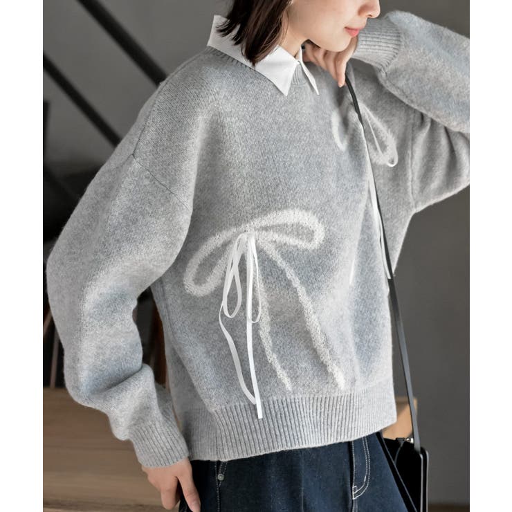 杢グレー | リボンニットプルオーバー | rps