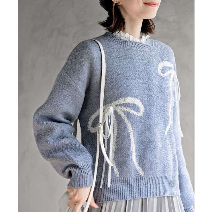 ブルー | リボンニットプルオーバー | rps