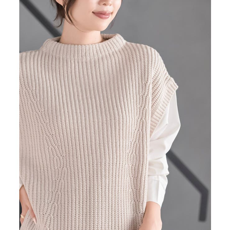 畦編みフェイクレイヤードニットプルオーバー | rps | 詳細画像31 