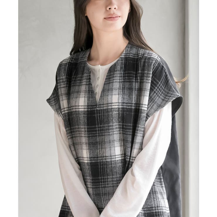 異素材切替Ｖネックチュニック | rps | 詳細画像12 