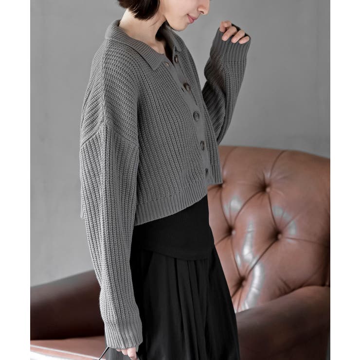 襟付きニットショートカーディガン | rps | 詳細画像19