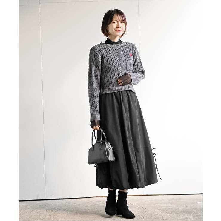 ハート刺繍ケーブルニットクルーネックカーディガン | rps | 詳細画像10 