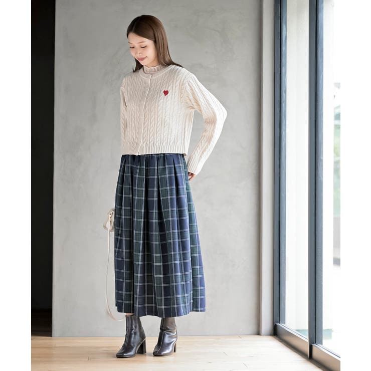 ハート刺繍ケーブルニットクルーネックカーディガン | rps | 詳細画像11 