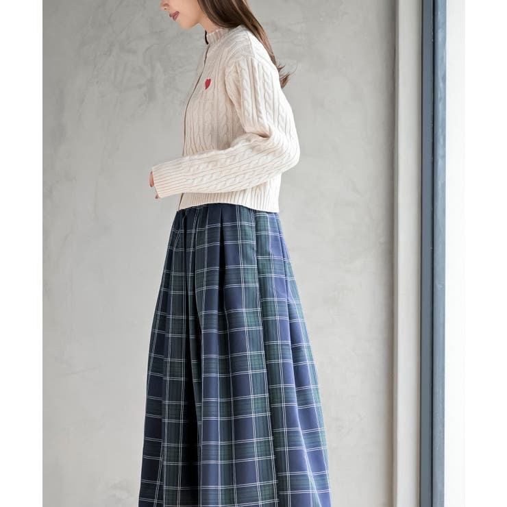 ハート刺繍ケーブルニットクルーネックカーディガン | rps | 詳細画像12 