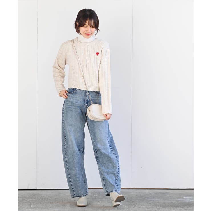 ハート刺繍ケーブルニットクルーネックカーディガン | rps | 詳細画像19 