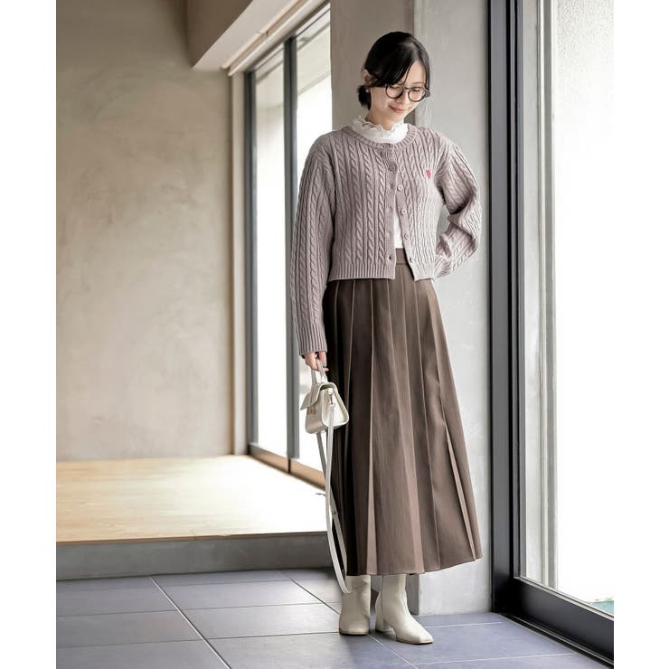 ハート刺繍ケーブルニットクルーネックカーディガン | rps | 詳細画像20 