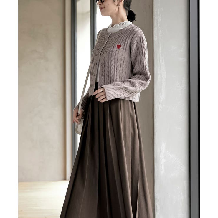 ハート刺繍ケーブルニットクルーネックカーディガン | rps | 詳細画像21 