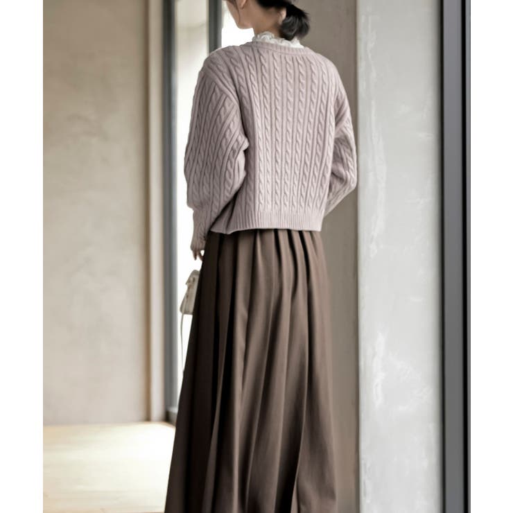 ハート刺繍ケーブルニットクルーネックカーディガン | rps | 詳細画像22 