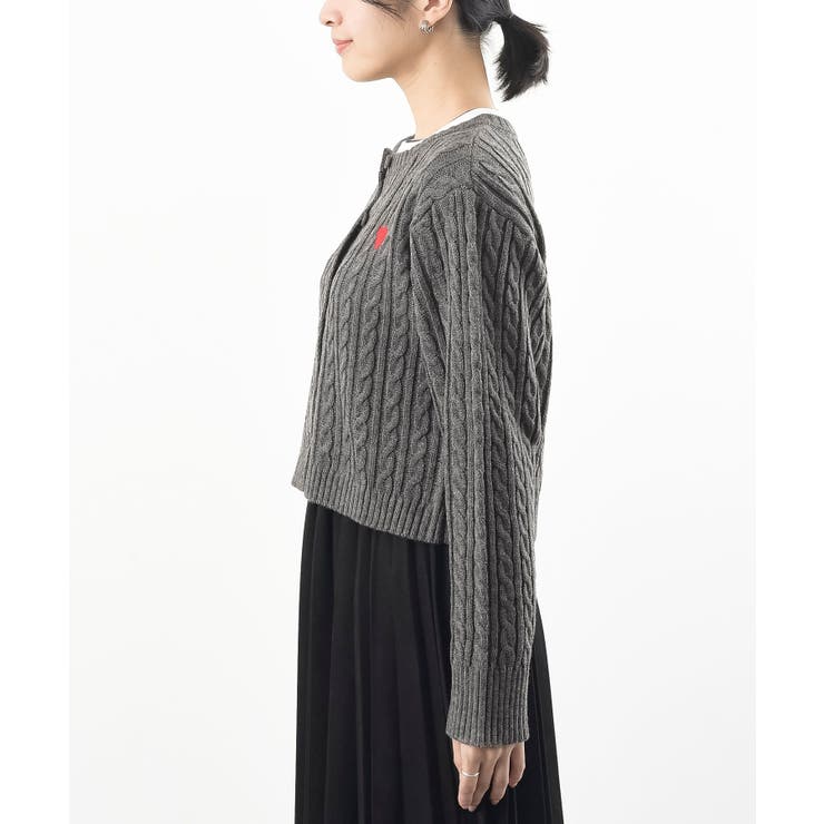 ハート刺繍ケーブルニットクルーネックカーディガン | rps | 詳細画像37 