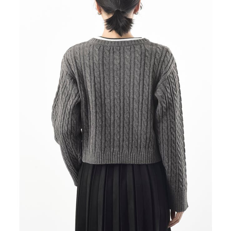 ハート刺繍ケーブルニットクルーネックカーディガン | rps | 詳細画像38 