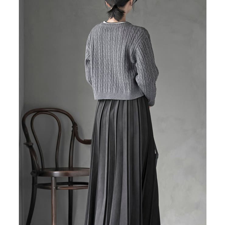 ハート刺繍ケーブルニットクルーネックカーディガン | rps | 詳細画像4 