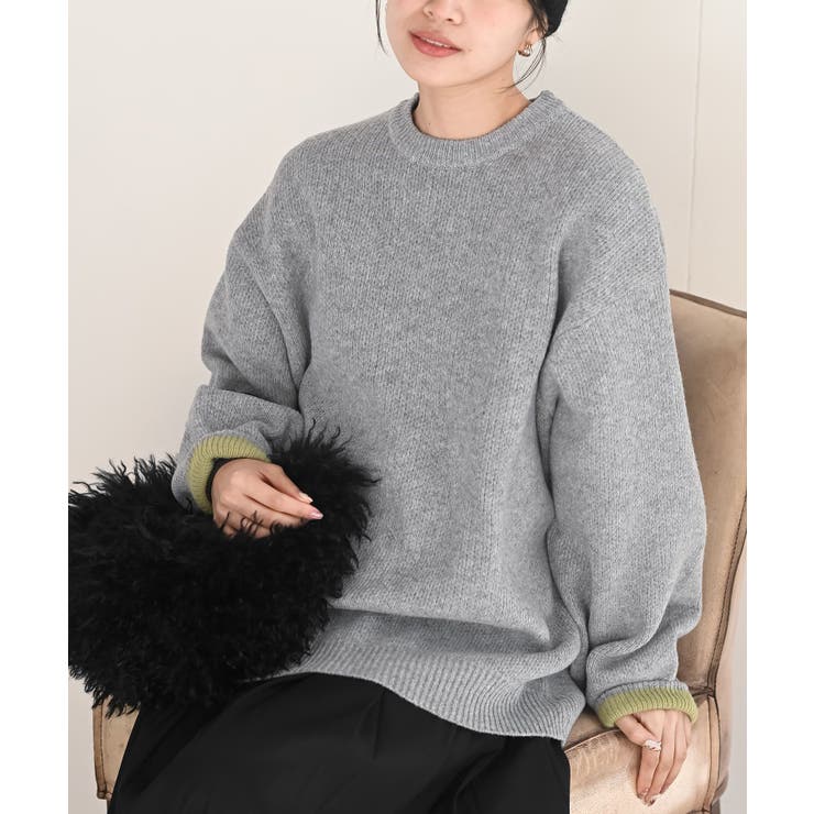 杢グレー | 配色ニットプルオーバー | rps