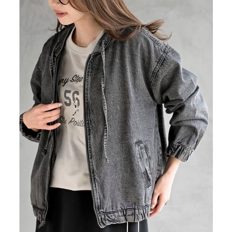 ブラック | フード付きデニムジャケット | rps