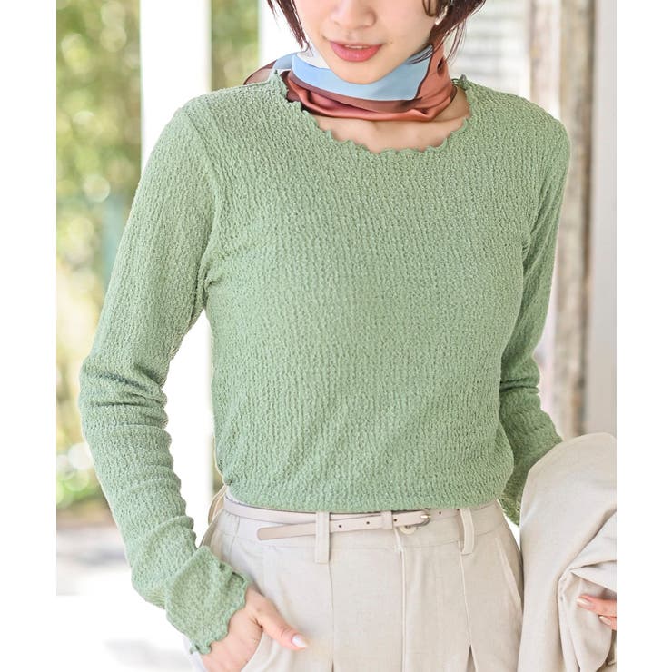 グリーン | バブルシャーリングクルーネックカットソー | rps