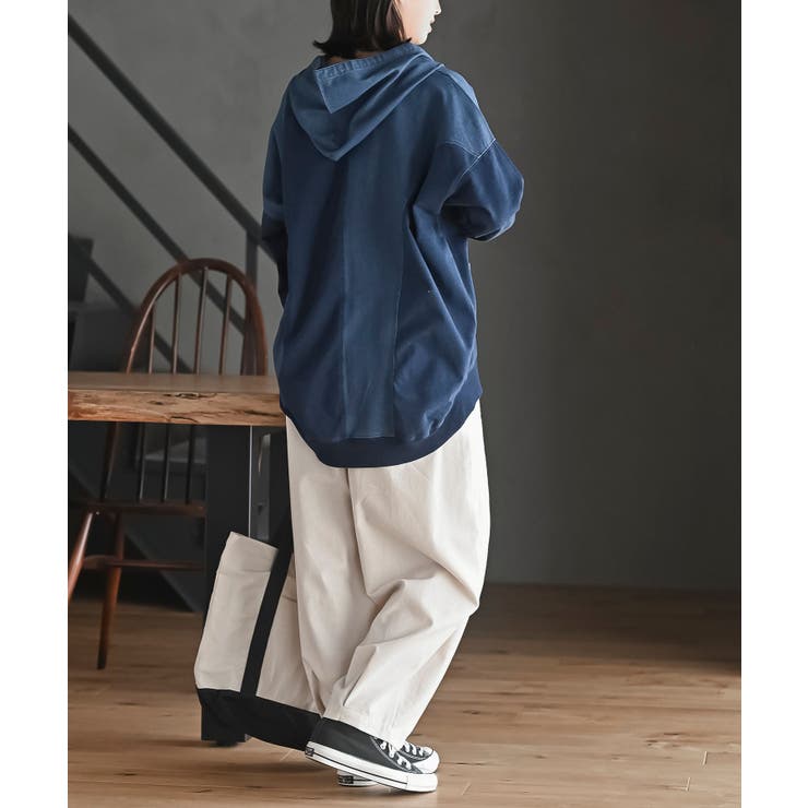 インディゴ裏毛布帛切替ジップパーカー | rps | 詳細画像12 