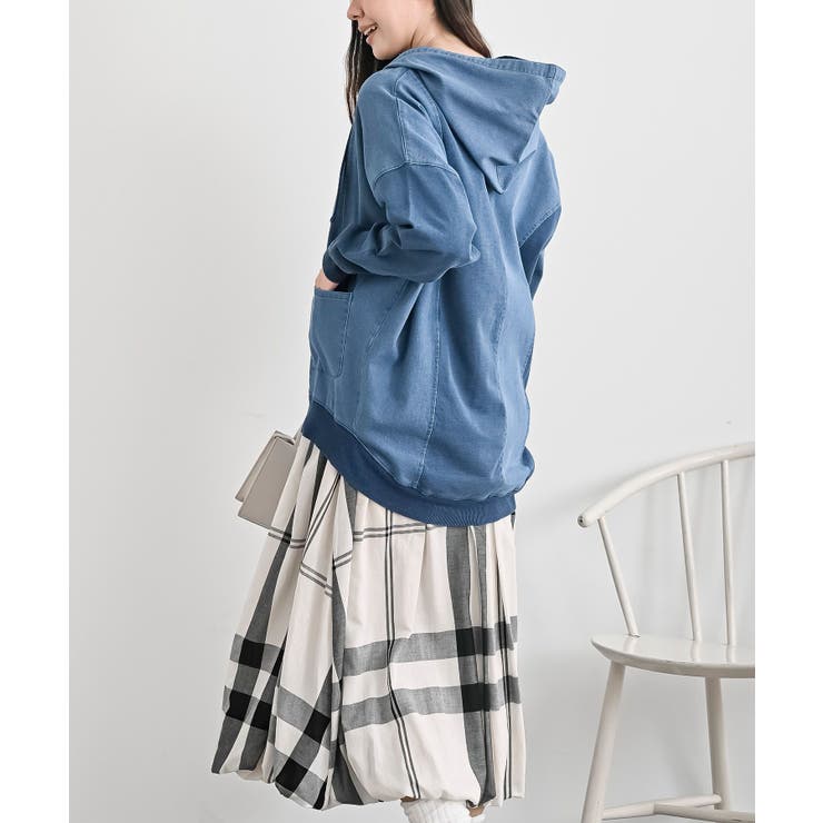 インディゴ裏毛布帛切替ジップパーカー | rps | 詳細画像3 