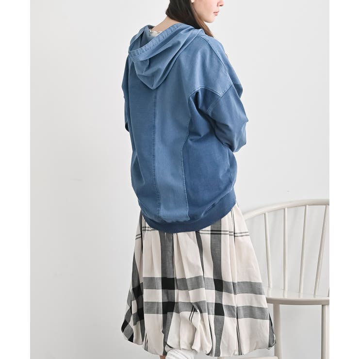 インディゴ裏毛布帛切替ジップパーカー | rps | 詳細画像4 