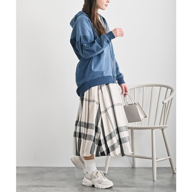 インディゴ裏毛布帛切替ジップパーカー | rps | 詳細画像5 