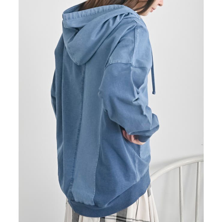 インディゴ裏毛布帛切替ジップパーカー | rps | 詳細画像8 