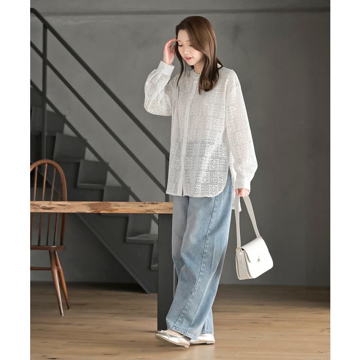 レースノーカラーブラウス | rps | 詳細画像2 